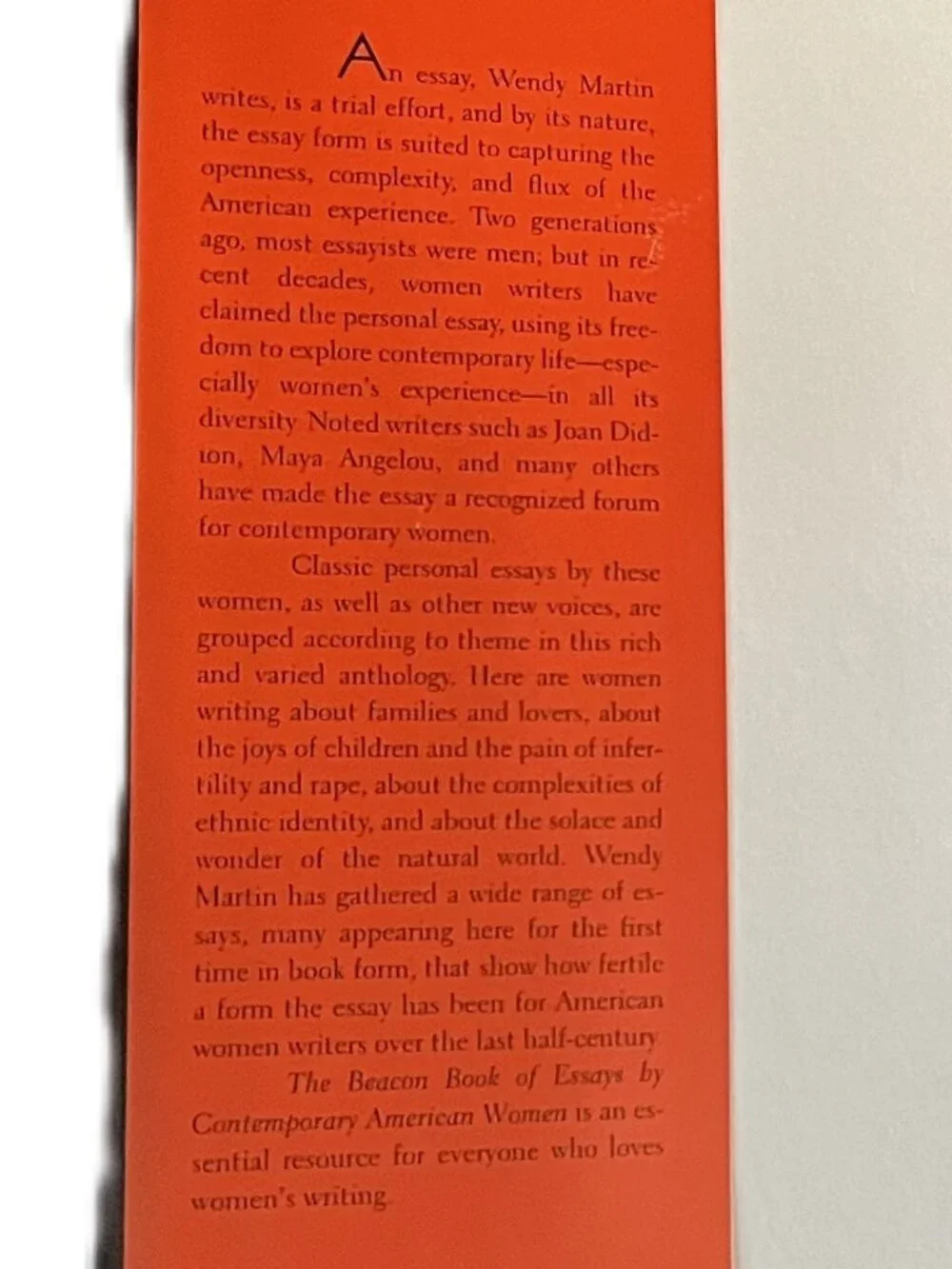 The Beacon Book of Essays by Contemporary American Women, Edited by Wendy Martin